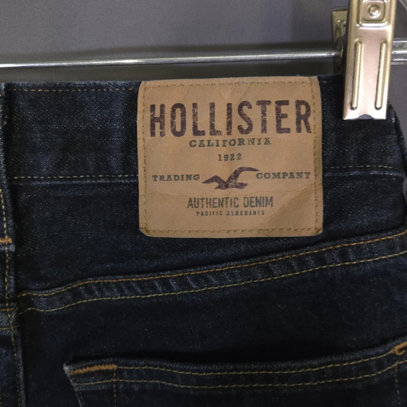 Hollister Slim Straight Jeans Dark Wash‎ Mens Size  28x30  Button  Western - Picture 7 of 9
